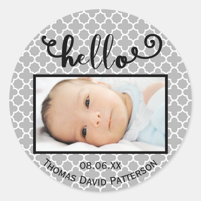 hallo graues Muster/Foto - Circle Sticker (Vorderseite)