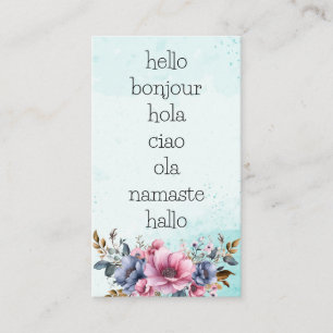 Hallo Grüße   Aquarell und Blumengrafiken Visitenkarte