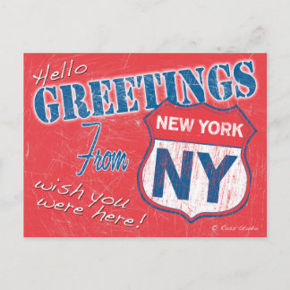 "Hallo, Grüße aus New York, NY Retro Postkarte