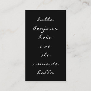 Hallo Grüße Schwarz und Weiß Visitenkarte