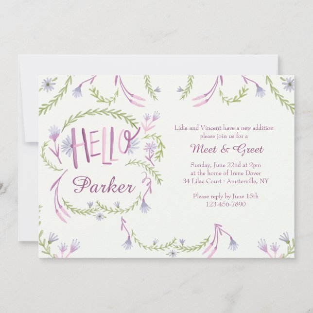 Hallo grüßen Baby-Treffen und Einladung (Vorderseite)