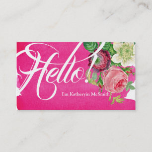Hallo Grüßerosa Watercolor-Vintage Botanik Visitenkarte