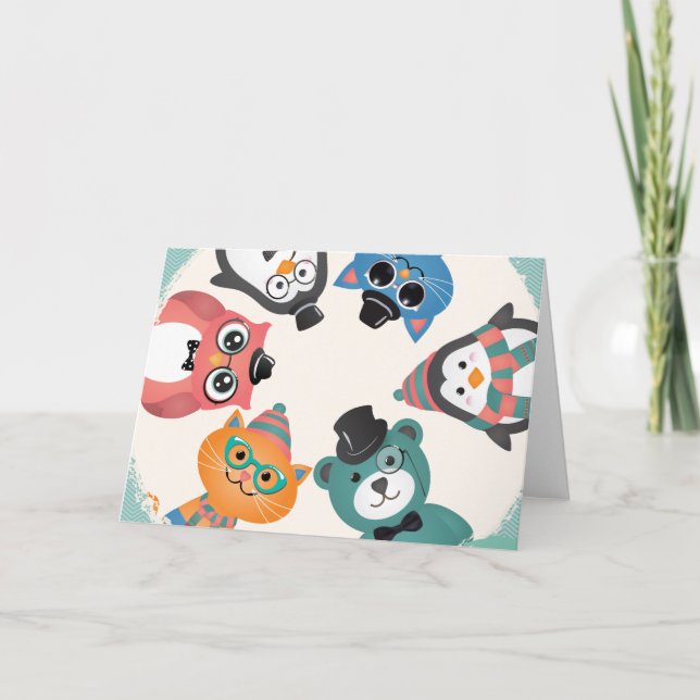 Hallo ! Grußkarte für Tierfreunde Karte (Vorderseite)