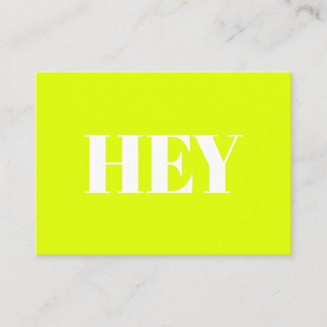 Hallo, Hallo, Hi, neon chartreuse grün weiß Hinweiskarte (Vorderseite)