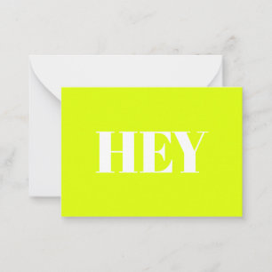Hallo, Hallo, Hi, neon chartreuse grün weiß Hinweiskarte