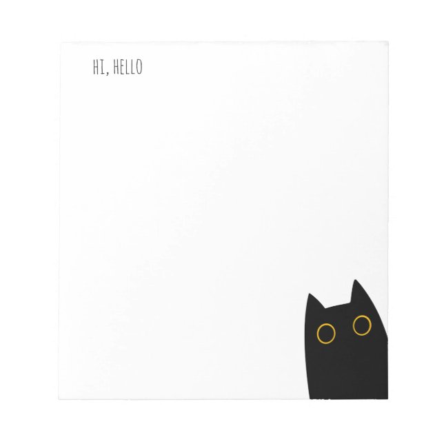 Hallo, Hallo, Niedlicher schwarzer Cat Notepad Notizblock (Vorderseite)