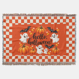 Hallo Halloween-Geister & Kürbisse Karierte Wurfde Decke