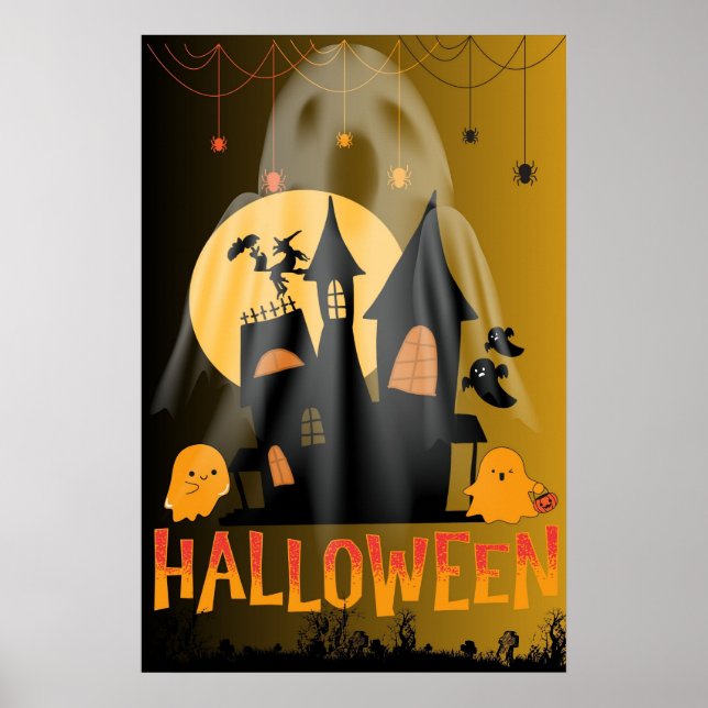 Hallo Halloween, Niedlich und Horror Boo Graphic Poster (Vorne)