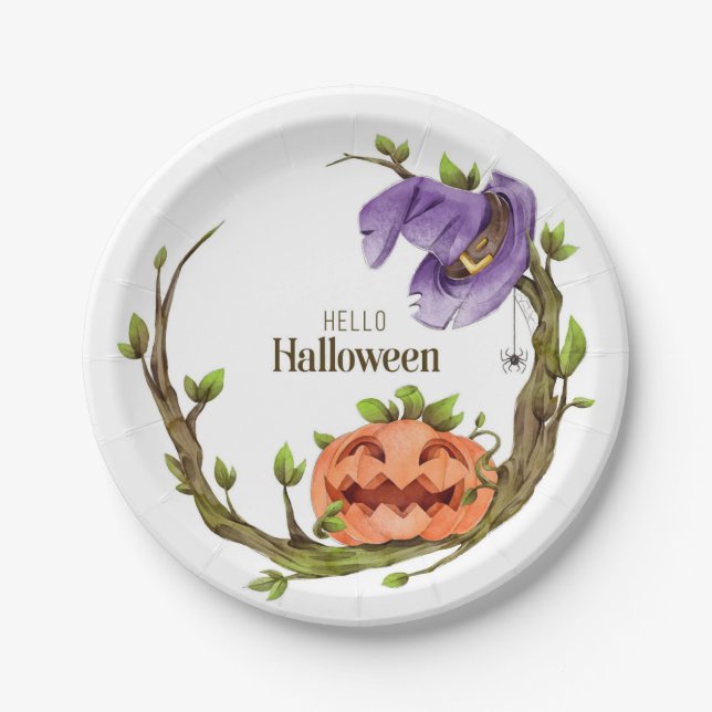 Hallo Halloween Pappteller (Vorderseite)