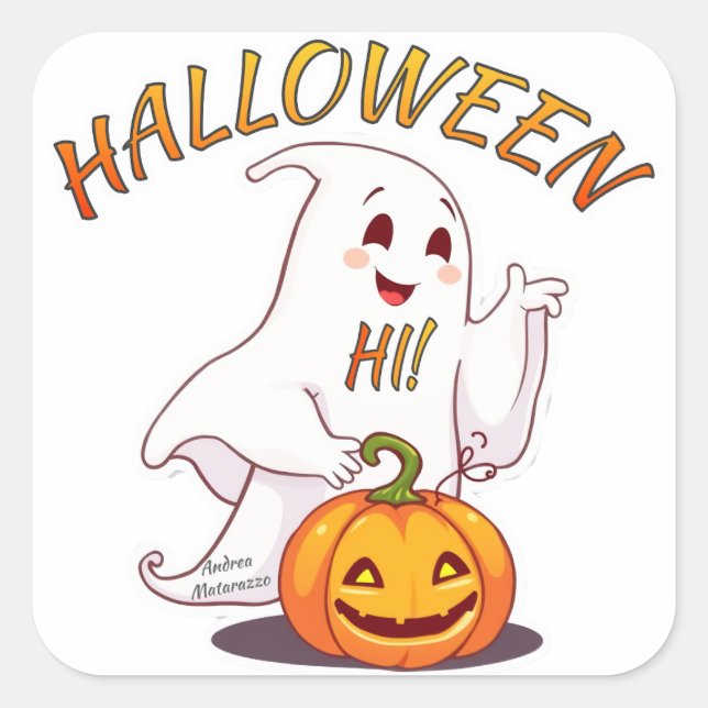 Hallo! Halloween Quadratischer Aufkleber (Vorderseite)