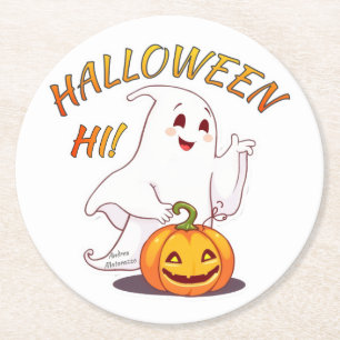 Hallo! Halloween Runder Pappuntersetzer