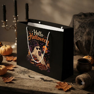 Hallo Halloween Süßer Geist Trinkt Kaffee Große Geschenktüte