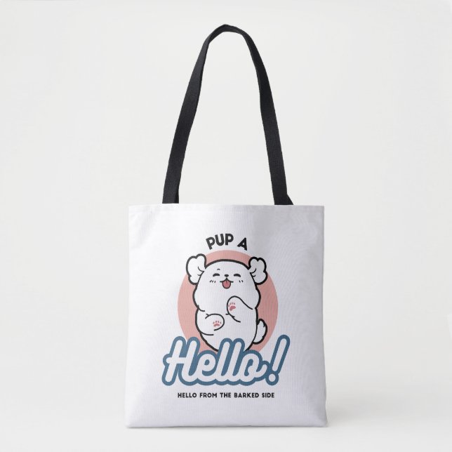 Hallo! - Happy White Dog Cartoon Design (Vorderseite)