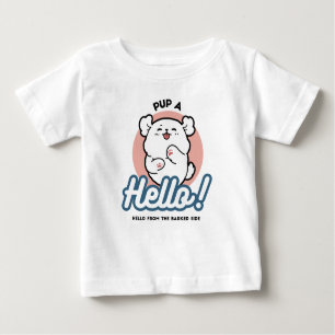 Hallo! - Happy White Dog Cartoon Design Baby T-shirt