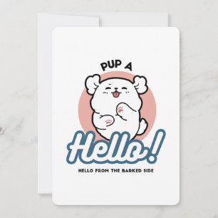 Hallo! - Happy White Dog Cartoon Design Feiertagskarte