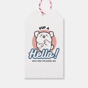 Hallo! - Happy White Dog Cartoon Design Geschenkanhänger
