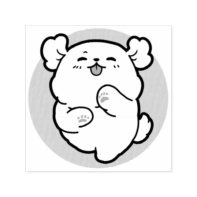 Hallo! - Happy White Dog Cartoon Design Permastempel (Design)