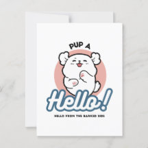 Hallo! - Happy White Dog Cartoon Design
