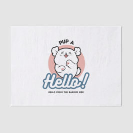 Hallo! - Happy White Dog Cartoon Design Seidenpapier