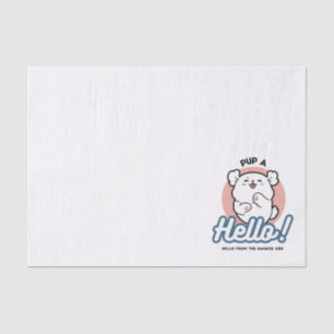 Hallo! - Happy White Dog Cartoon Design Seidenpapier