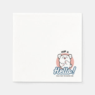 Hallo! - Happy White Dog Cartoon Design Serviette