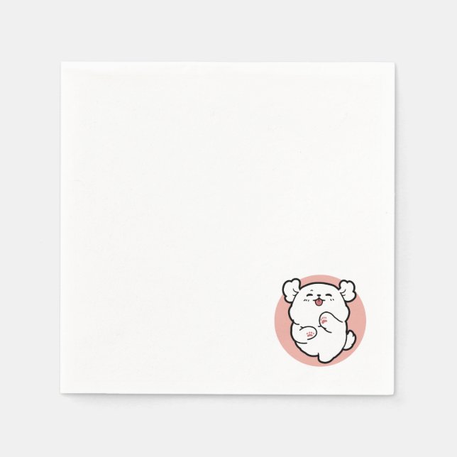 Hallo! - Happy White Dog Cartoon Design Serviette (Vorderseite)