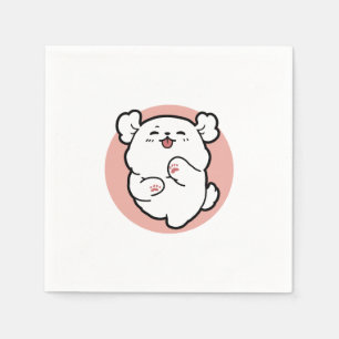 Hallo! - Happy White Dog Cartoon Design Serviette