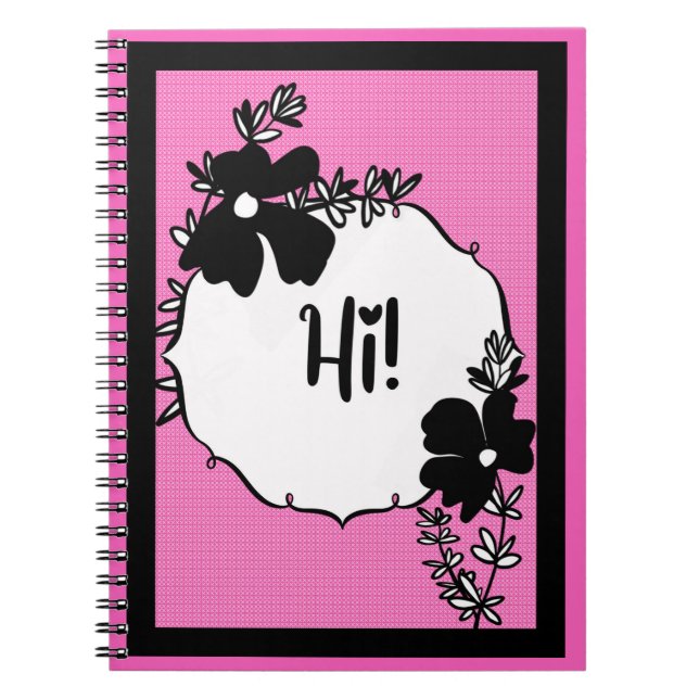 Hallo! – Helles florales Hallo Notizbuch Notizblock (Vorderseite)