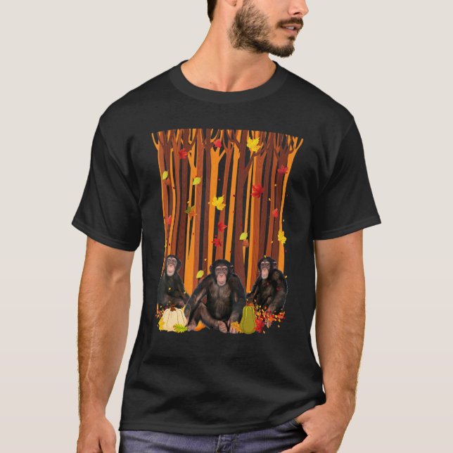 Hallo Herbst Affe Ahornblättriger Fall Pumpkin Men T-Shirt (Vorderseite)