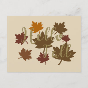 Hallo Herbst Aquarell Herbstblätter Oktober Feiertagspostkarte