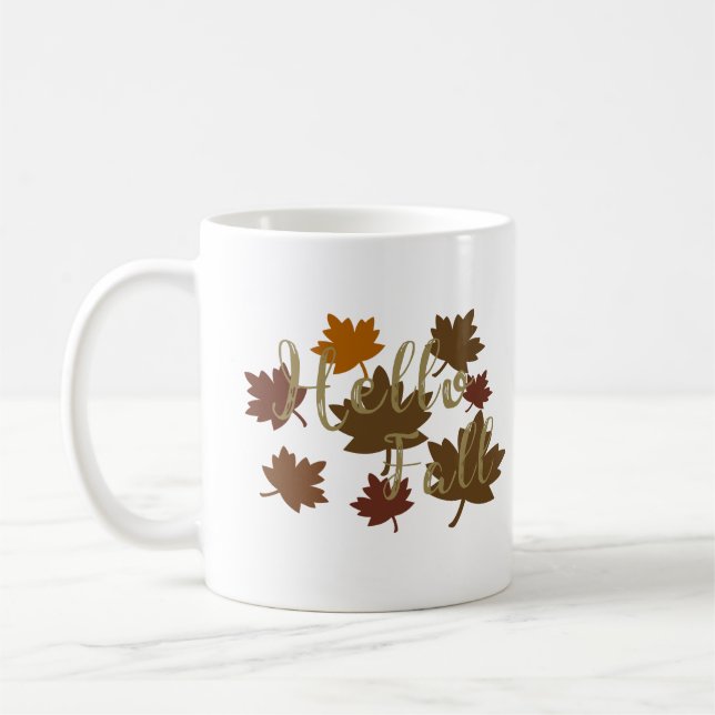 Hallo Herbst Aquarellfarbe Herbst Blätter Oktober Kaffeetasse (Links)