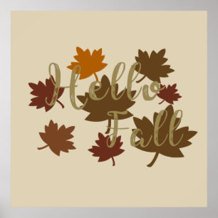 Hallo Herbst Aquarellfarbe Herbst Blätter Oktober Poster