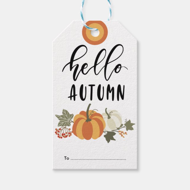 Hallo Herbst, Autumn Pumpkin Thema Geschenktasten Geschenkanhänger (Vorderseite)