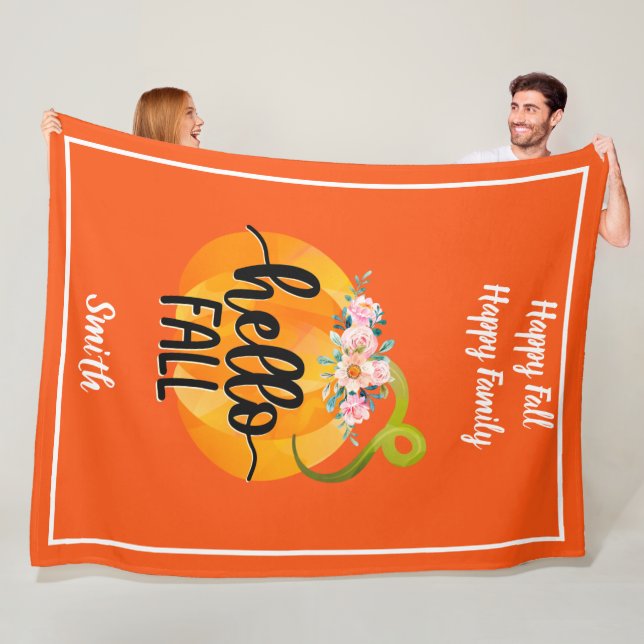 Hallo Herbst Autumn Text und Farbe anpassen Fleecedecke (Beispiel)