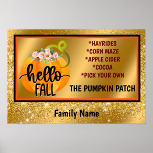 Hallo Herbst Autumn Text und Farbe anpassen Poster
