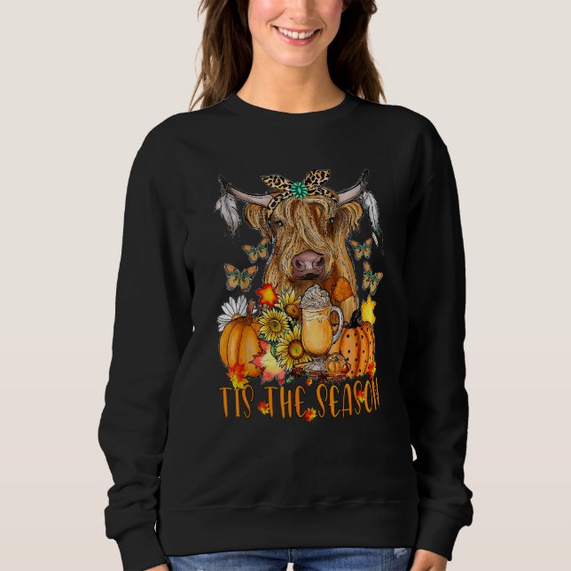 Hallo Herbst Dies ist die Jahreszeit Hochlandkuhpu Sweatshirt (Vorderseite)