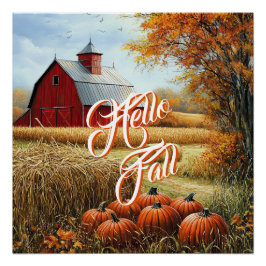 Hallo Herbst Erntedank Landhäuser Pumpkins Poster
