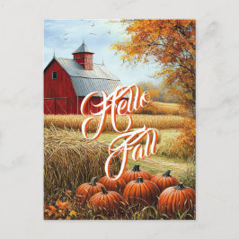 Hallo Herbst Erntedank Landhäuser Pumpkins Postkarte