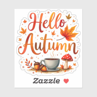 Hallo Herbst, gemütliche Nostalgie Aufkleber