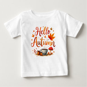 Hallo Herbst, gemütliche Nostalgie Baby T-shirt