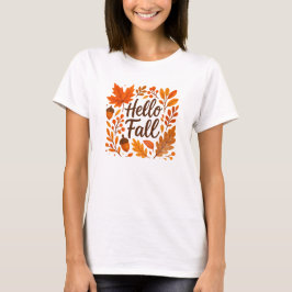 Hallo Herbst - Gemütliches Orange Blätter Rustikal T-Shirt