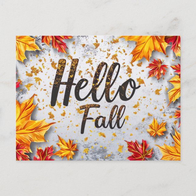 Hallo Herbst Grußkarte mit Blume Postkarte (Vorderseite)