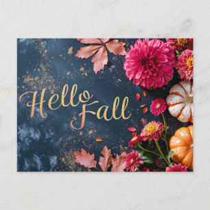 Hallo Herbst Grußkarte mit Blume Postkarte