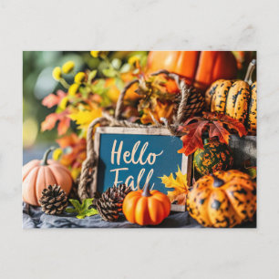 Hallo Herbst Grußkarte mit Blume Postkarte