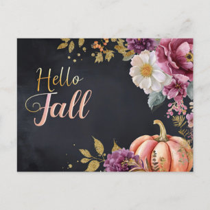 Hallo Herbst Grußkarte mit Blume Postkarte