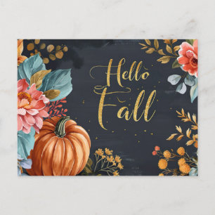 Hallo Herbst Grußkarte mit Blume Postkarte