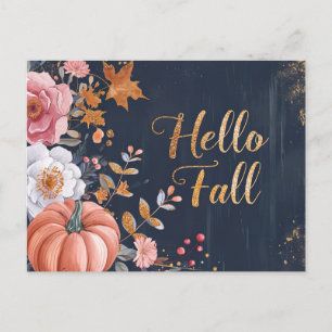 Hallo Herbst Grußkarte mit Blume Postkarte