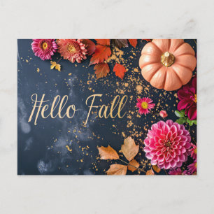 Hallo Herbst Grußkarte mit Blume Postkarte