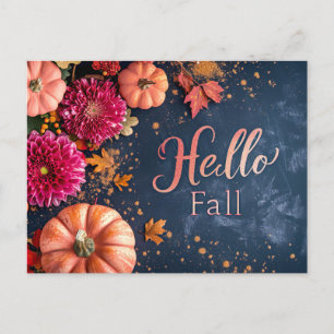 Hallo Herbst Grußkarte mit Blume Postkarte
