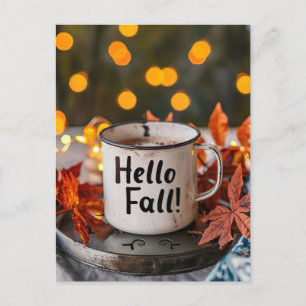 Hallo Herbst Grußkarte mit Tasse Postkarte